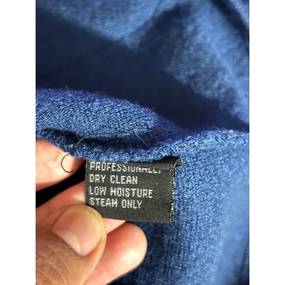 Andrea Jovine Women's MEDIUM Wool Zip Up Blue Sweater with Pockets - Picture 6 of 10